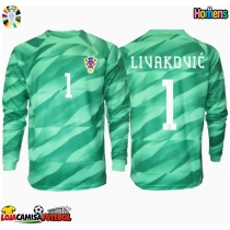 Camisa de Futebol Croácia Dominik Livakovic #1 Goleiro Equipamento Secundário Europeu 2024 Manga Comprida